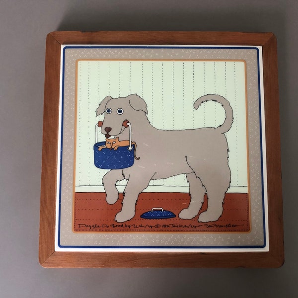 Taylor And Ng “Doggie Do Good” 1982 Ceramic Tile Trivet