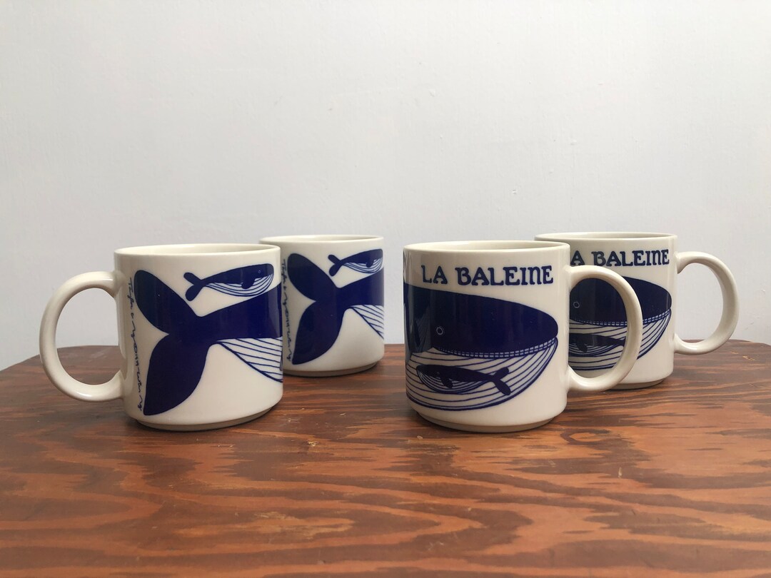 Taylor and Ng La Baleine Whale Design Ceramic Mug Set of 4 Etsy