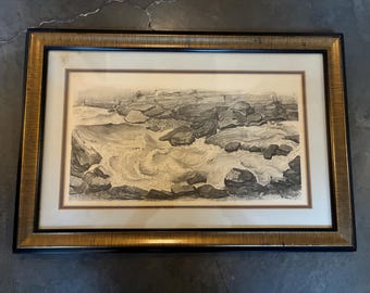 Ima Breusing River Landscape Lithograph On Paper