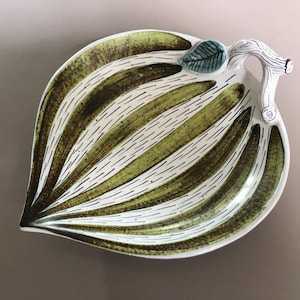 Stig Lindberg Handpainted Ceramic Leaf Design Dish For Gustavsberg
