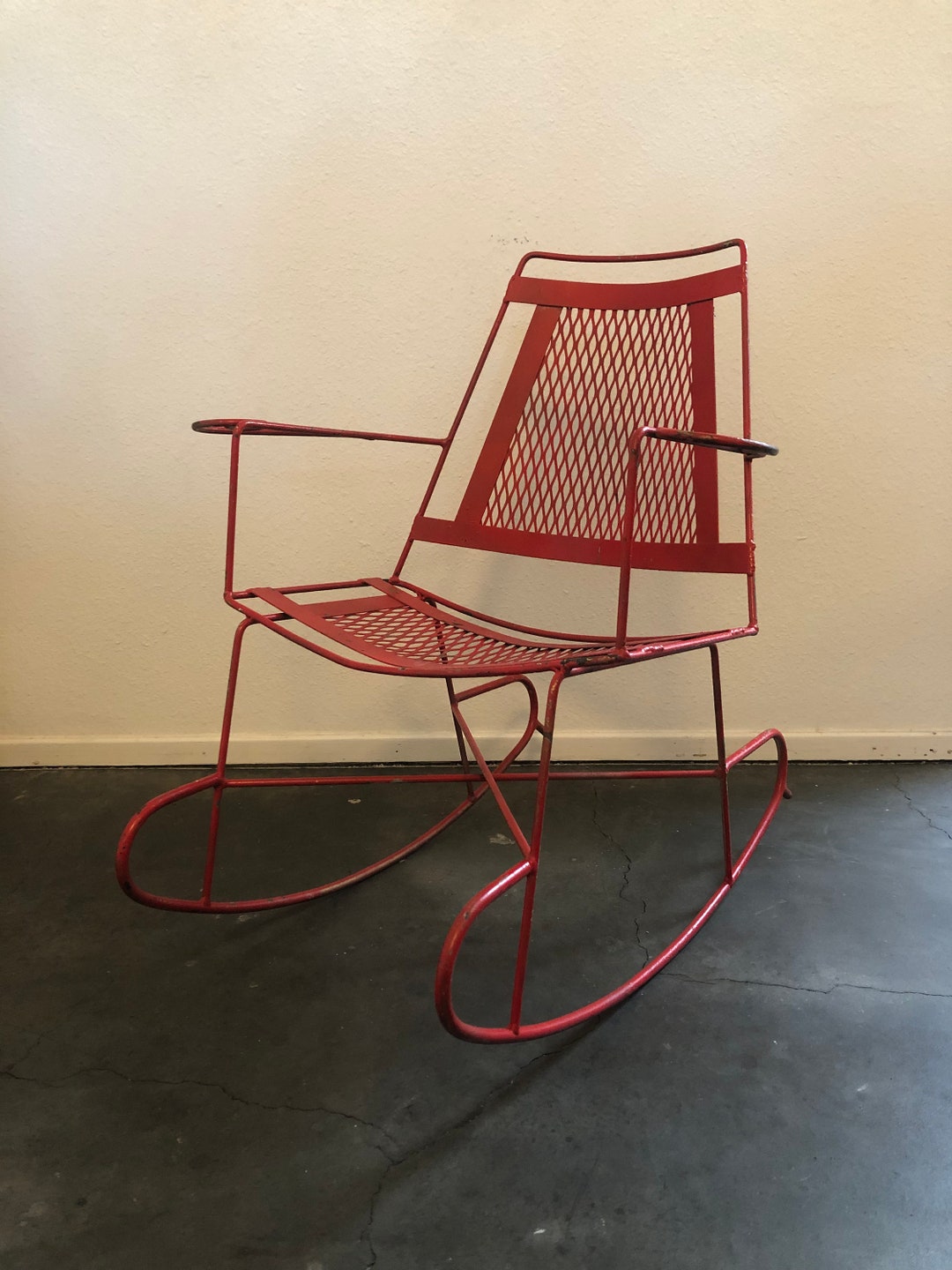 Vintage Perforated Metal Child’s Rocking Chair - Etsy