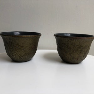Japanese Modernist Design Cast Iron Tea Cups, Set Of 2
