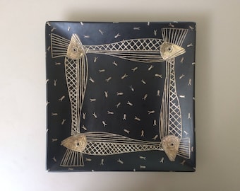 Emilia Castillo Pure Silver Overlay Fish Design Ceramic Plate