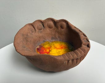 Robert Maxwell Orange Yellow Glaze Stoneware Studio Pottery Bowl