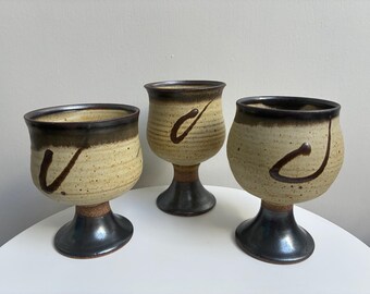 William Creitz Studio Pottery Goblets, Set Of 3