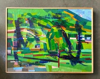 Hearne Pardee 1981 Virginia Farm Acrylic Paper Collage With Backside Virginia Farm Pencil Drawing Sketch