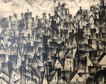 Harry Mintz City Patterns Stone Lithograph
