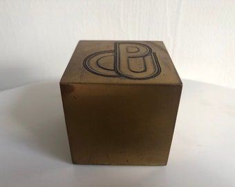 Rare Apple Computer CPU Solid Brass Cube Paperweight