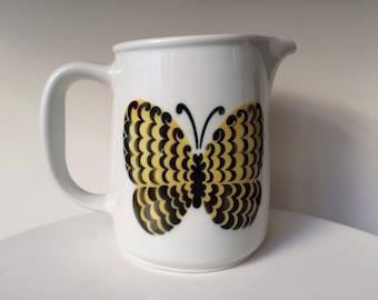 Kaj Franck Ceramic Pitcher With Butterfly Design By Arabia