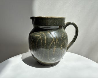 Frances Senska Studio Pottery Small Pitcher With Sgraffito Bird Designs