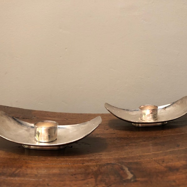 Carl M. Cohr Silverplate Candle Holder Pair