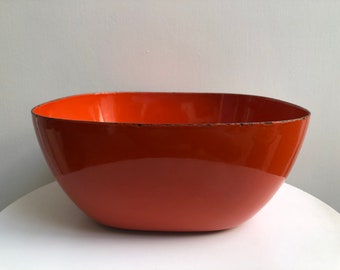 Cathrineholm Orange Enamel Metal Square Bowl By Grete Prytz Kittelsen