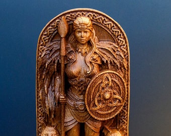 Freya Norse Mythology Goddess  Sculpture Wooden Figurine Statue Handmade Sculpture