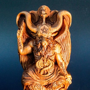 Baphomet Sculpture Sabbatic Deity of Balance Bafomet Wood Statue Altar Statue, Devil Statue, Occult Items