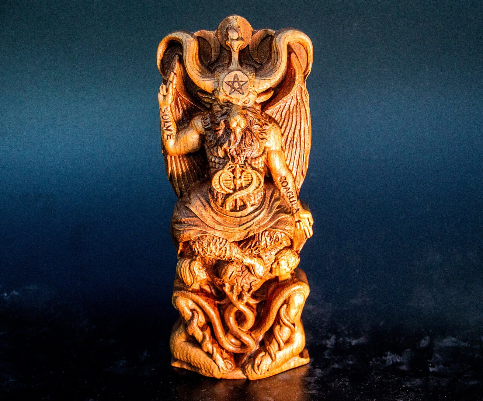 Baphomet Sculpture Sabbatic Deity of Balance Bafomet Wood Statue Altar ...