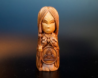Mini freya divindade mitologia nórdica deusa escultura estatueta de madeira estátua escultura artesanal