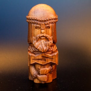 Mini Thor Small Scandinavian Sculpture for Altar or Table 6 Inch Statuette Norse Wooden Art Gift God of War