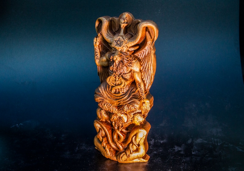 Baphomet Sculpture Sabbatic Deity of Balance Bafomet Wood Statue Altar ...