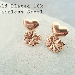 1 par de elevadores de pendientes para lóbulos de orejas estirados, soporte de pendientes de acero inoxidable dorado de 18 k, elevadores mágicos, accesorios de joyería de metal