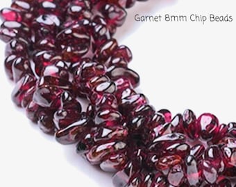 Garnet Stone Beads: 8mm Wine Red Gemstone Chips, 31.5" Strand