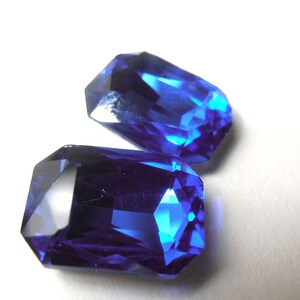 2 pezzi Cristalli ottagonali di zaffiro per componenti per la creazione di gioielli, forniture artigianali, cabochon sfaccettato in vetro blu 14 x 10 mm, pietre rettangolari