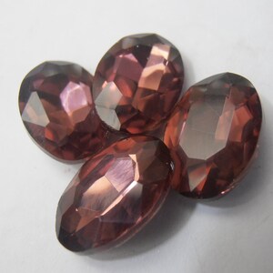 4 Items14x10mm Antique Pink Faceted Crystal Cabochons, Vintage Fancy Rhinestones for jewelry making, Jewelry Supplies