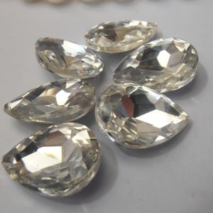 Jewelry Supplies, 13x18mm Crystal Clear Pear Droplet Crystals Faceted Cabochons, Fancy Rhinestones for Jewelry Making