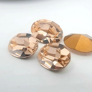 4 cristaux ovales vintage pêche Swarovski pour 14 x 10 mm 4 120 points de sertissage du dos, cabochons fantaisie à facettes, fabrication de bijoux, fournitures créatives