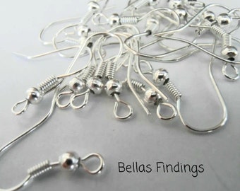 Silver Plated Earring Hooks: DIY Dangle Earring Findings - 10 Pairs