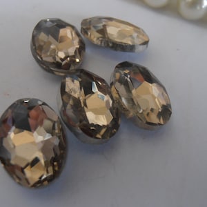 5 Items14x10mm light Coffee Brown Faceted Crystal Cabochons, Vintage Fancy Rhinestones for jewelry making, Jewelry Supplies
