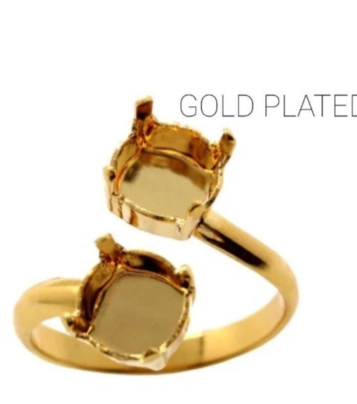 Round Blank Rhinestone Ring Setting Base for Austrian Crystals SS39 8mm ...