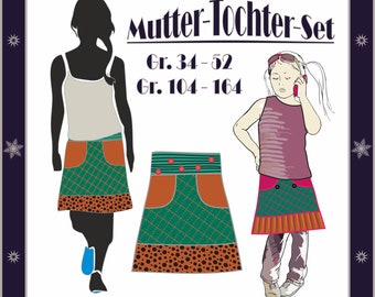 Sewing instructions hip skirt for mother and daughter 34-52 /104-164