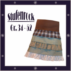 E-Book sewing instructions illustrated tiered skirt with jersey waistband in sizes 34-52