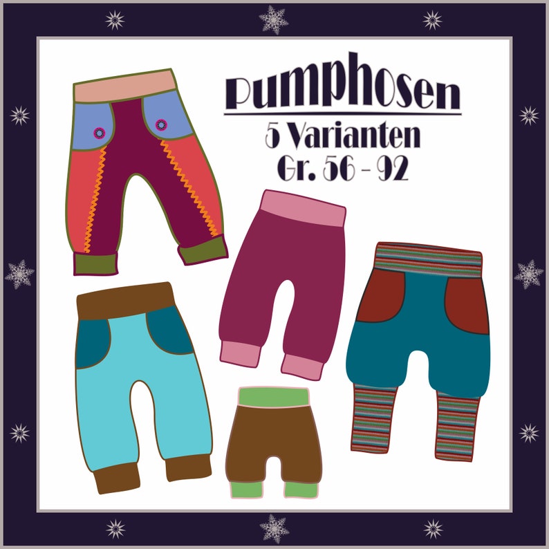 E-Book Bloomers Gr. 56-92, baby trousers, trousers, pants for children, mitwachshose, sewing instructions, pattern imagem 1