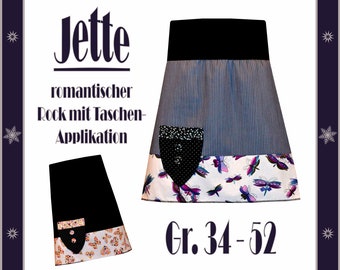 Sewing instructions skirt with jersey waistband and small pocket in sizes 34 - 52