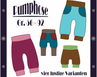 Instructions de couture PDF avec patron de bloomers dans les tailles 56 à 92 en quatre variantes Pantalons pour enfants Pantalons pour enfants