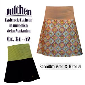 Sewing pattern for a Julchen skirt, women's sizes 34-52 (PDF), sewing instructions for an A-line hip skirt, beginner sewing project e-book, sewing a skirt without a zipper