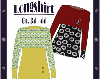 ebook Schnittmuster Nähanleitung Langarmshirt in den Größen 34 - 44