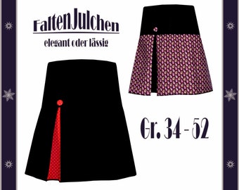 Patrón de costura para falda con pliegue de caja, falda con cinturilla ancha, cinturilla de punto, cinturilla elástica, libro electrónico de faldas