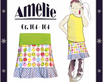 Instrucciones de costura falda para niña falda con puños talla 104 - 164