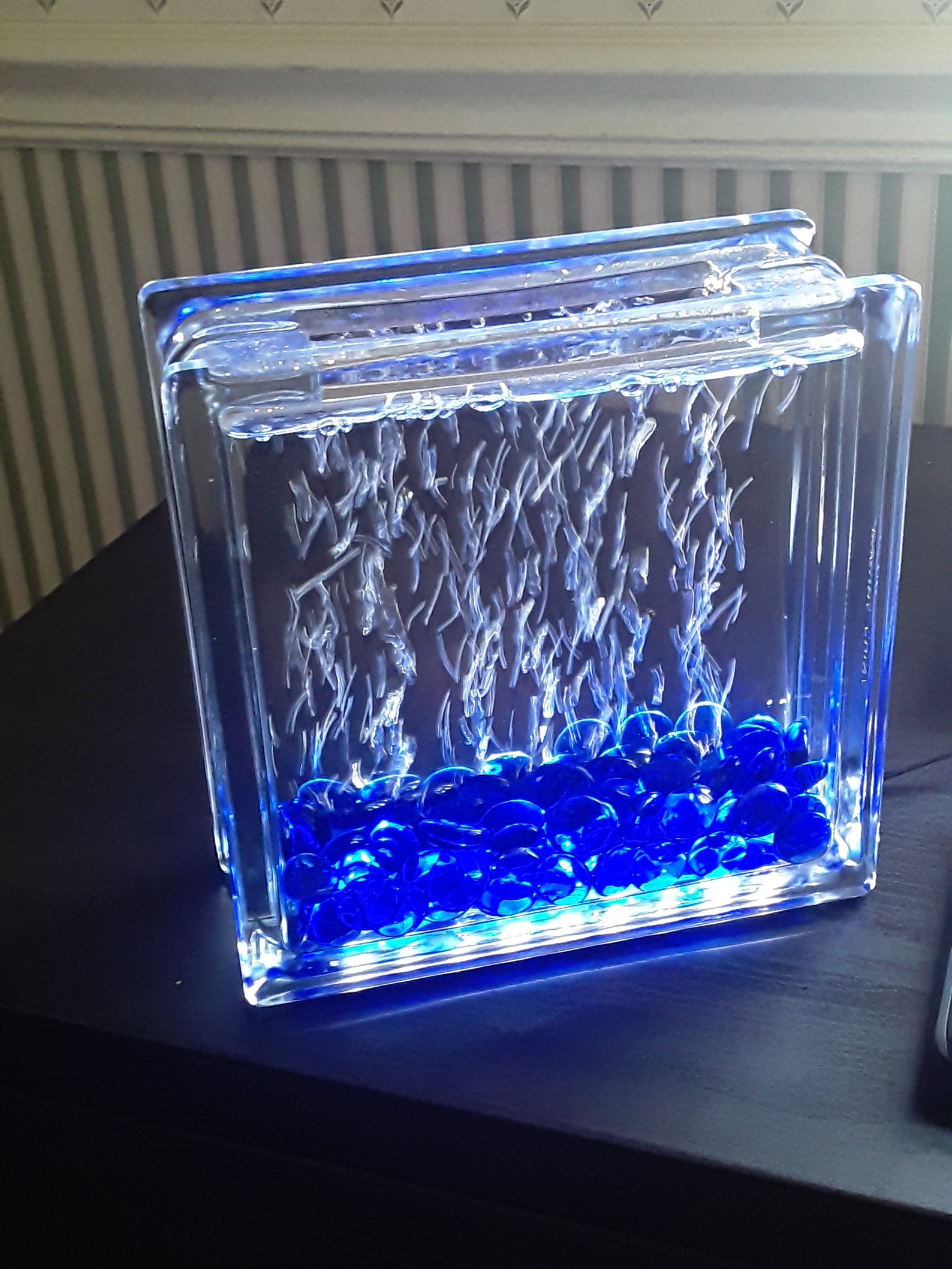 Peaceful Blue Water Glass Block Great Gift Free Shipping. Etsy