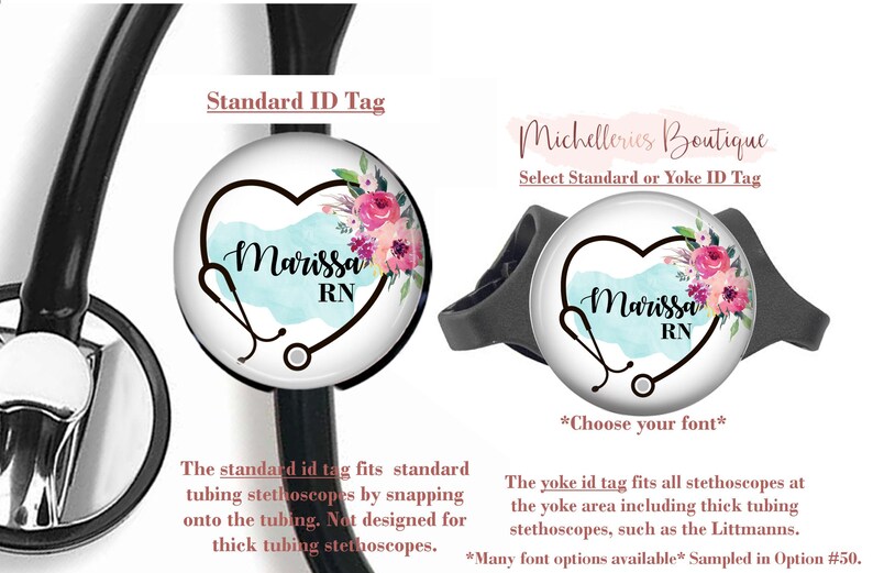 Pink Floral Personalized Stethoscope ID Tag Stethoscope Name Etsy