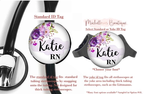 Purple Floral Personalized Stethoscope ID Tag Stethoscope | Etsy