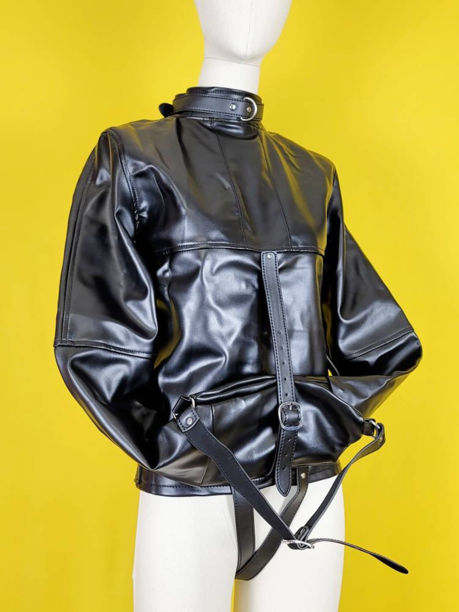 Black Submissive Restraint Jacket Long Sleeved Men's Etsy