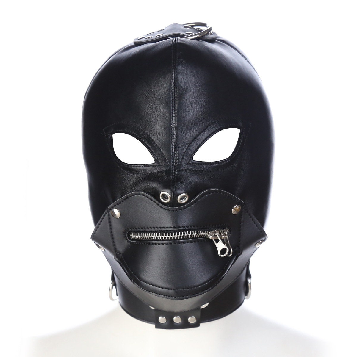 Leather Hood Mask Sensory Deprivation Mask with Zipper BDSM Etsy
