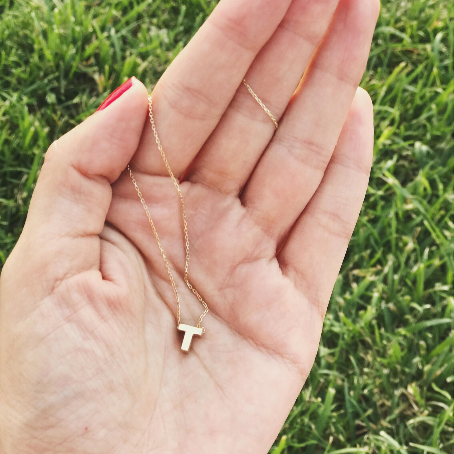 Simple Solid Gold Necklace,14k Gold Letter Necklace,small Dainty