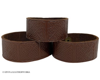 Celtic Stamped Leather Bracelet - Leather Cuff Bracelet - Celtic Bracelet - Multiple Sizes