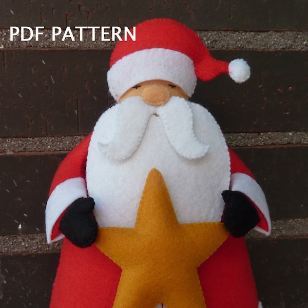 PDF pattern to make a felt Santa Claus.