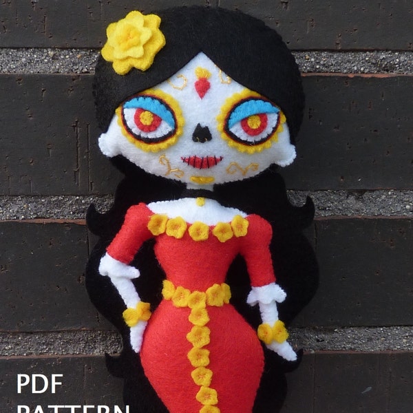 Patrón PDF para hacer una Catrina fieltro.