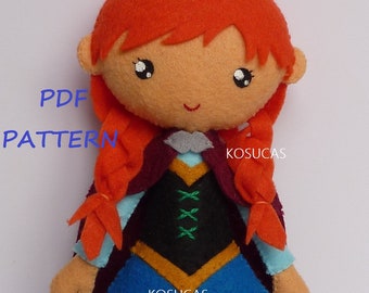 PDF sewing pattern to make a felt princess.